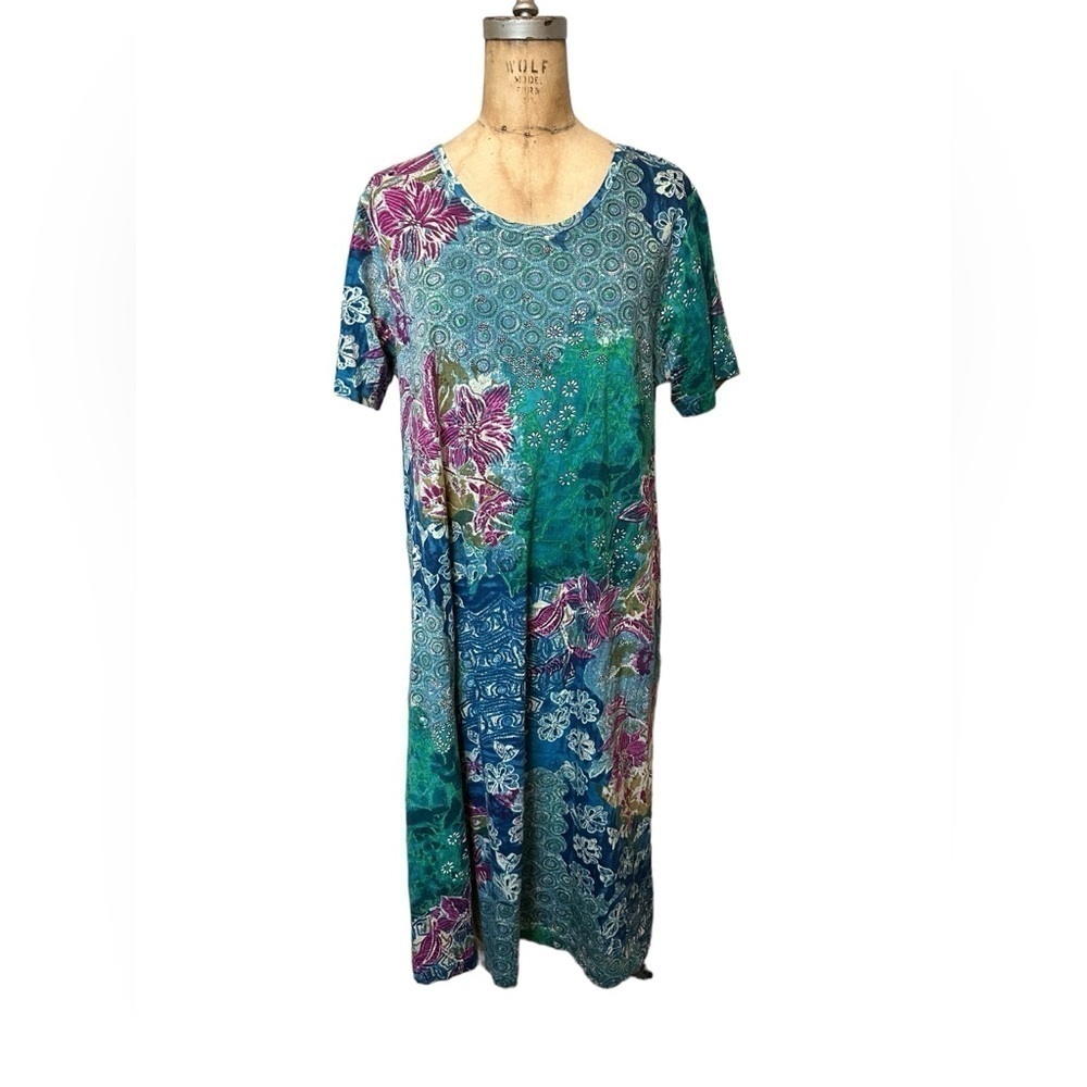 Vintage 90’s floral house dress Mumu La Cera EUC like new size L coastal grandma